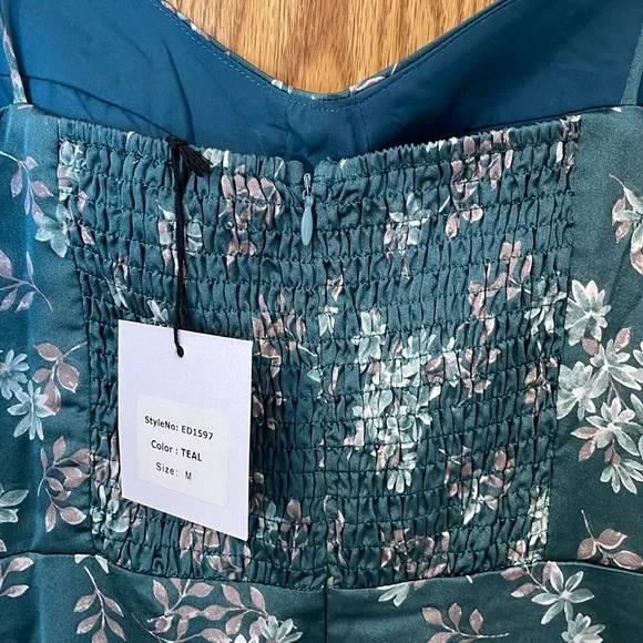 Green Floral Slip Midi Dress - Picture 5 of 8